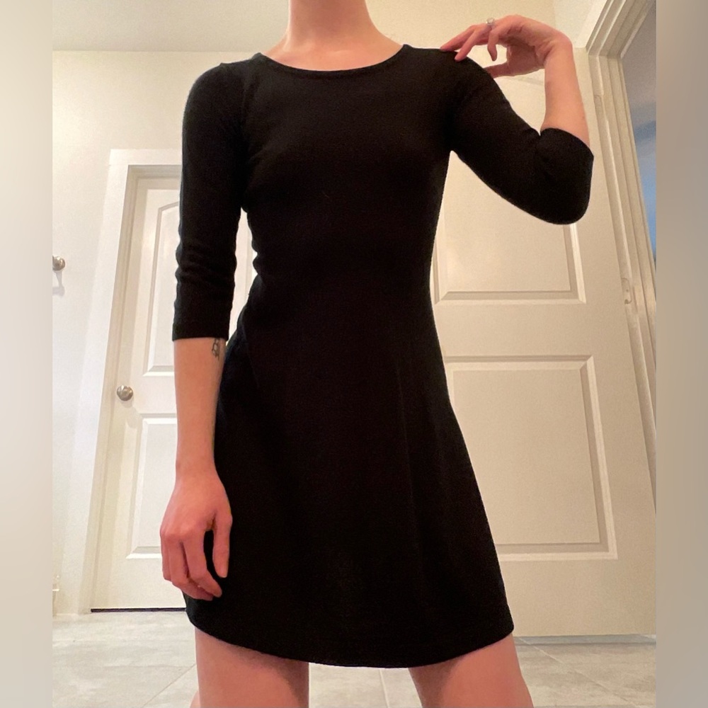 Long Sleeve Black Sweater Dress - Small